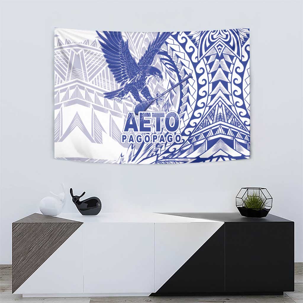 American Samoa Pago Pago Aeto Tapestry Wingstyle Blue-White Color LT03 - Polynesian Pride