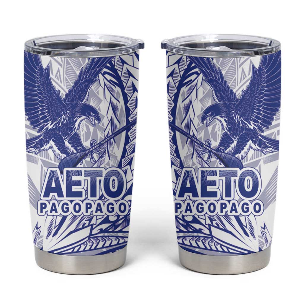 American Samoa Pago Pago Aeto Tumbler Cup Wingstyle Blue-White Color LT03 White - Polynesian Pride
