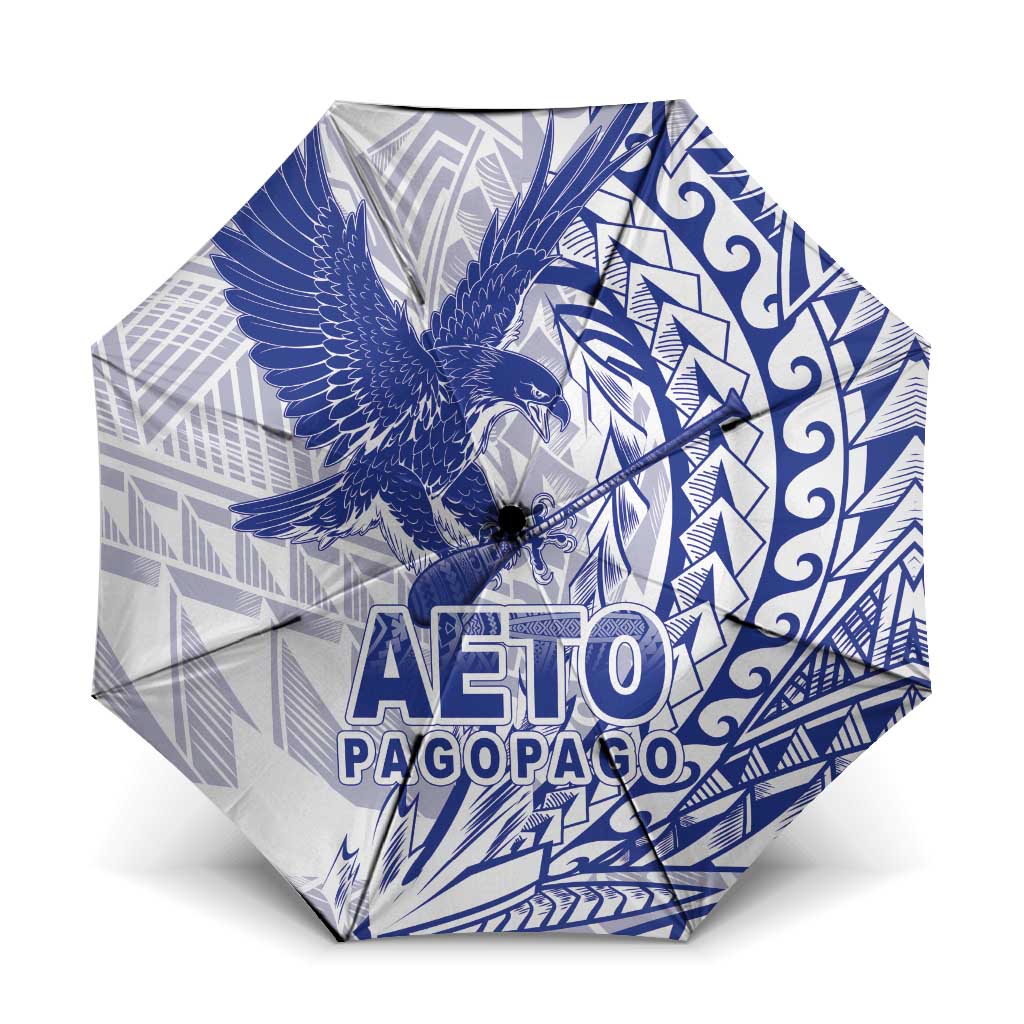 American Samoa Pago Pago Aeto Umbrella Wingstyle Blue-White Color LT03 One Size Folded 11.42 inch Opened Diameter 37.4 inch White - Polynesian Pride