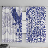American Samoa Pago Pago Aeto Window Curtain Wingstyle Blue-White Color LT03 With Hooks White - Polynesian Pride