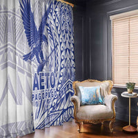 American Samoa Pago Pago Aeto Window Curtain Wingstyle Blue-White Color LT03 - Polynesian Pride