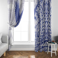 American Samoa Pago Pago Aeto Window Curtain Wingstyle Blue-White Color LT03 - Polynesian Pride