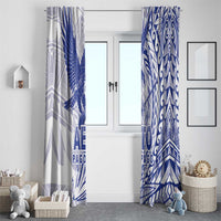 American Samoa Pago Pago Aeto Window Curtain Wingstyle Blue-White Color LT03 - Polynesian Pride