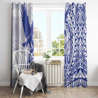 American Samoa Pago Pago Aeto Window Curtain Wingstyle Blue-White Color LT03 - Polynesian Pride