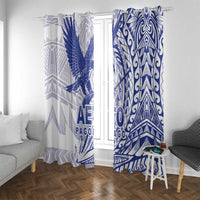 American Samoa Pago Pago Aeto Window Curtain Wingstyle Blue-White Color LT03 With Grommets White - Polynesian Pride