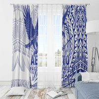 American Samoa Pago Pago Aeto Window Curtain Wingstyle Blue-White Color LT03 - Polynesian Pride