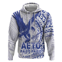 American Samoa Pago Pago Aeto Zip Hoodie Wingstyle Blue-White Color LT03 Zip Hoodie White - Polynesian Pride