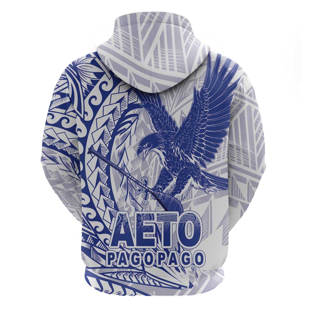 American Samoa Pago Pago Aeto Zip Hoodie Wingstyle Blue-White Color LT03 - Polynesian Pride