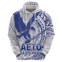 American Samoa Pago Pago Aeto Zip Hoodie Wingstyle Blue-White Color LT03 - Polynesian Pride