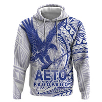 American Samoa Pago Pago Aeto Zip Hoodie Wingstyle Blue-White Color LT03 Pullover Hoodie White - Polynesian Pride