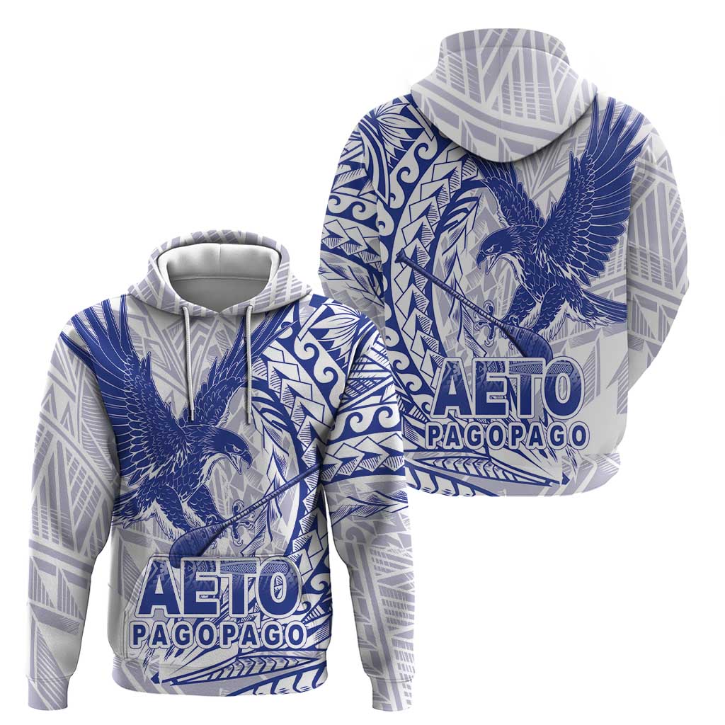 American Samoa Pago Pago Aeto Zip Hoodie Wingstyle Blue-White Color LT03 - Polynesian Pride
