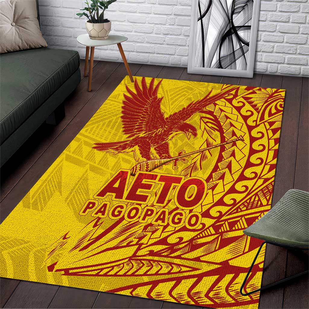 American Samoa Pago Pago Aeto Area Rug Wingstyle Red-Gold Color LT03 Yellow - Polynesian Pride