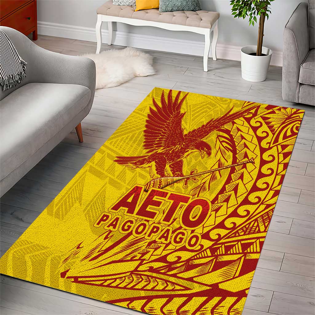 American Samoa Pago Pago Aeto Area Rug Wingstyle Red-Gold Color LT03 - Polynesian Pride