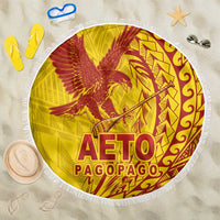 American Samoa Pago Pago Aeto Beach Blanket Wingstyle Red-Gold Color LT03 One Size 150cm Yellow - Polynesian Pride