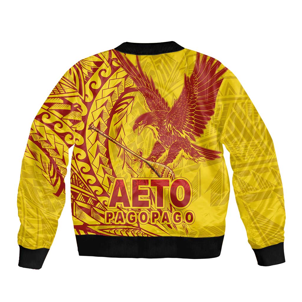 American Samoa Pago Pago Aeto Bomber Jacket Wingstyle Red-Gold Color LT03 - Polynesian Pride