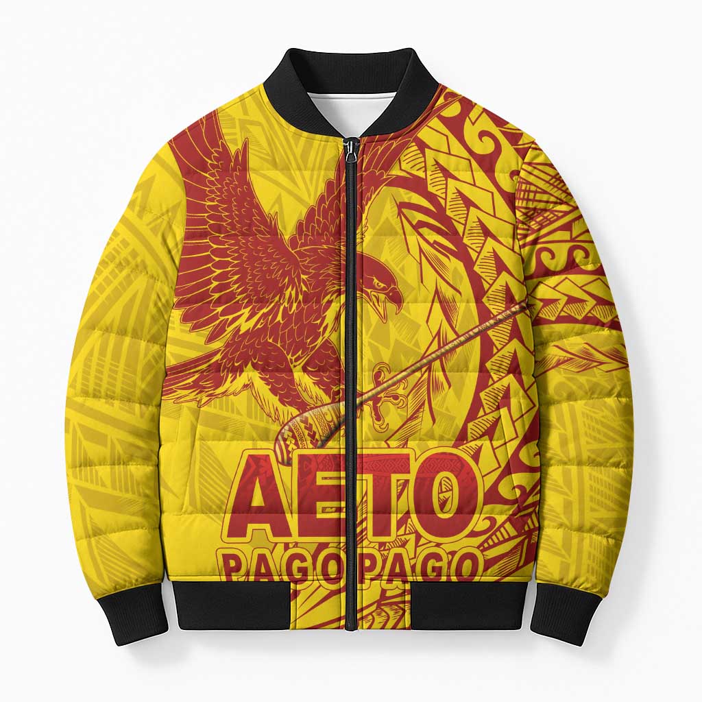 American Samoa Pago Pago Aeto Bomber Puffer Jacket Wingstyle Red-Gold Color LT03 Yellow - Polynesian Pride