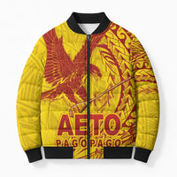 American Samoa Pago Pago Aeto Bomber Puffer Jacket Wingstyle Red-Gold Color LT03 Yellow - Polynesian Pride