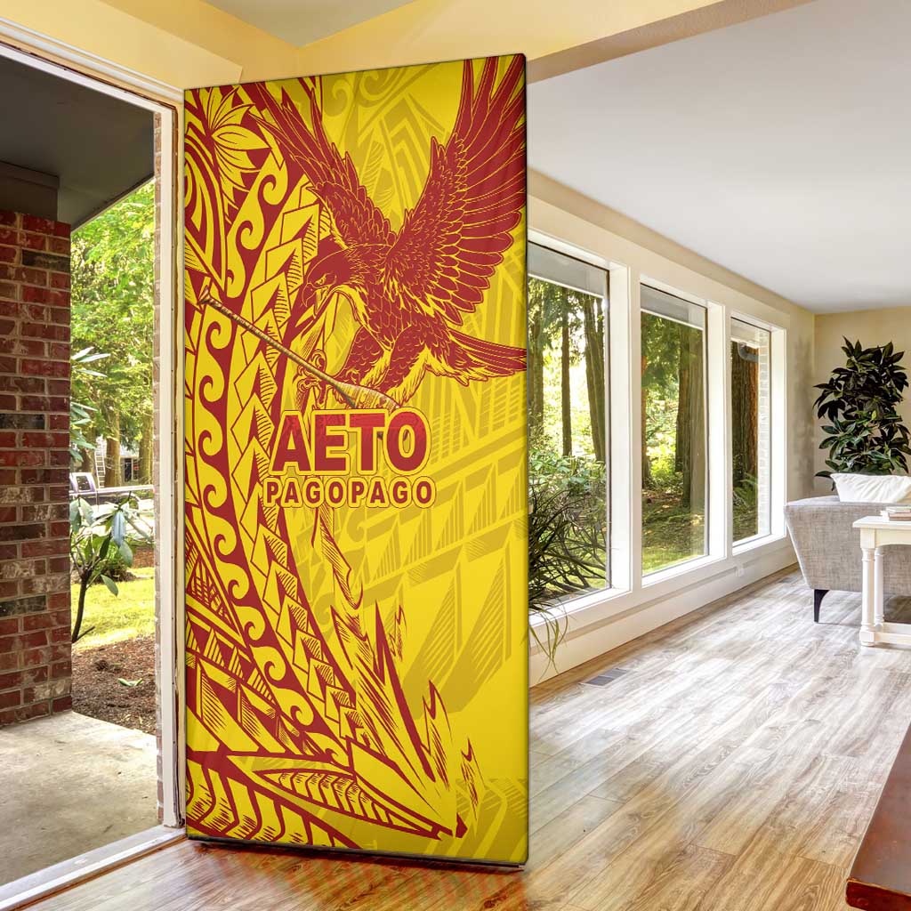 American Samoa Pago Pago Aeto Door Cover Wingstyle Red-Gold Color LT03 - Polynesian Pride