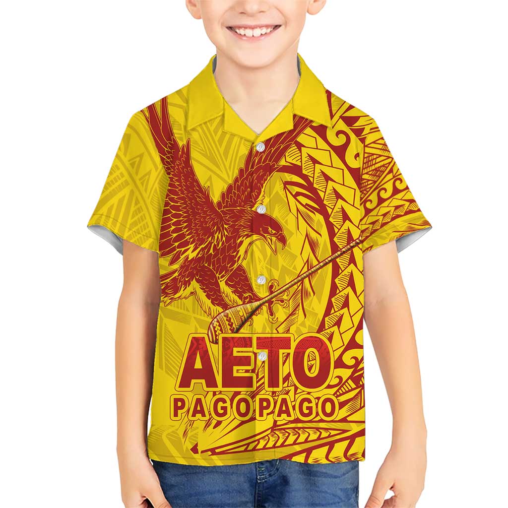 American Samoa Pago Pago Aeto Hawaiian Shirt Wingstyle Red-Gold Color LT03 - Polynesian Pride