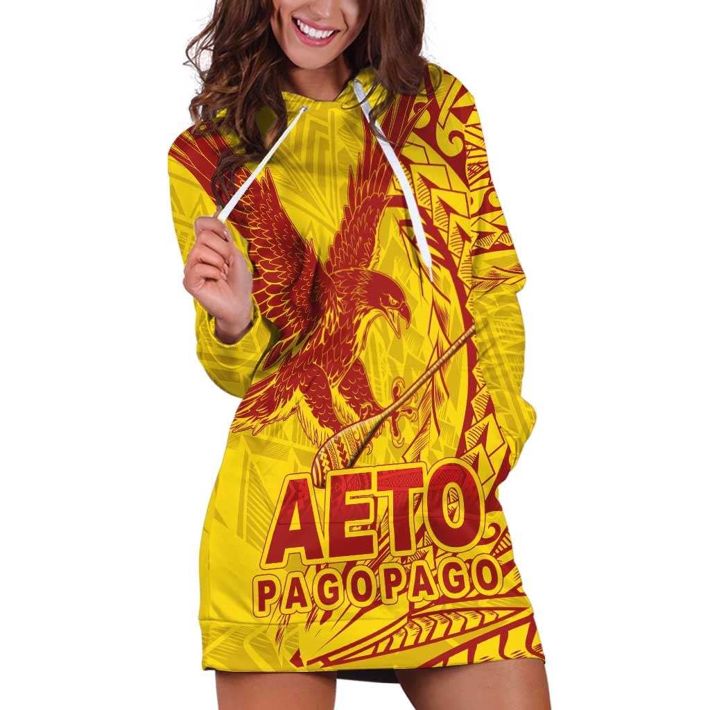American Samoa Pago Pago Aeto Hoodie Dress Wingstyle Red-Gold Color LT03 Yellow - Polynesian Pride