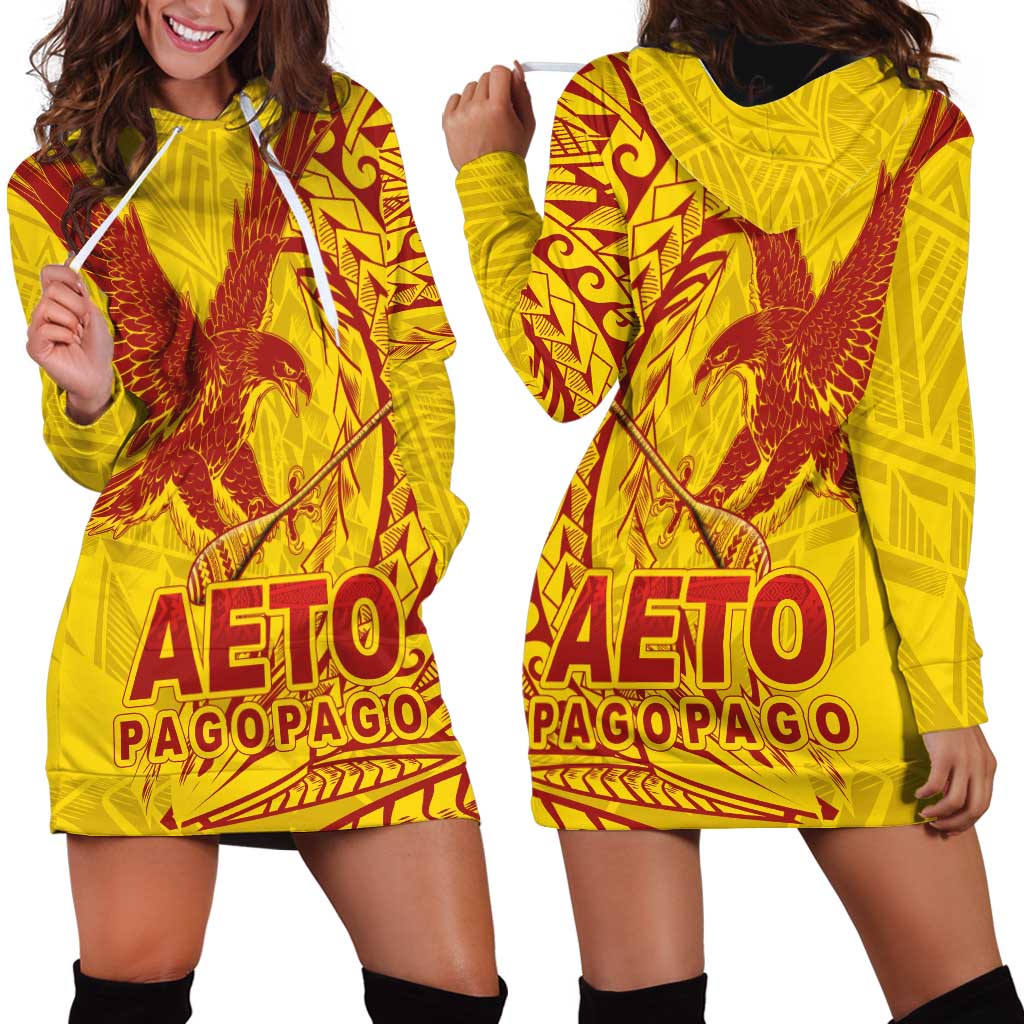 American Samoa Pago Pago Aeto Hoodie Dress Wingstyle Red-Gold Color LT03 - Polynesian Pride