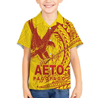 American Samoa Pago Pago Aeto Kid Hawaiian Shirt Wingstyle Red-Gold Color LT03 Kid Yellow - Polynesian Pride