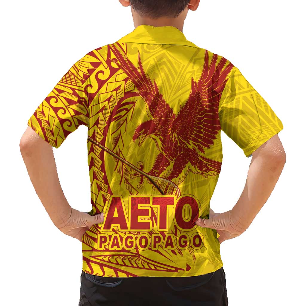 American Samoa Pago Pago Aeto Kid Hawaiian Shirt Wingstyle Red-Gold Color LT03 - Polynesian Pride