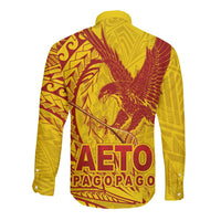American Samoa Pago Pago Aeto Long Sleeve Button Shirt Wingstyle Red-Gold Color LT03 - Polynesian Pride