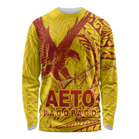 American Samoa Pago Pago Aeto Long Sleeve Shirt Wingstyle Red-Gold Color LT03 Unisex Yellow - Polynesian Pride