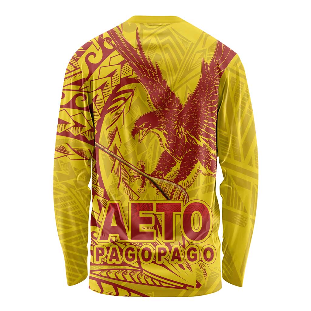 American Samoa Pago Pago Aeto Long Sleeve Shirt Wingstyle Red-Gold Color LT03 - Polynesian Pride