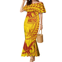 American Samoa Pago Pago Aeto Mermaid Dress Wingstyle Red-Gold Color LT03 Women Yellow - Polynesian Pride