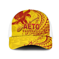 American Samoa Pago Pago Aeto Mesh Trucker Cap Wingstyle Red-Gold Color LT03 One Size White Yellow - Polynesian Pride