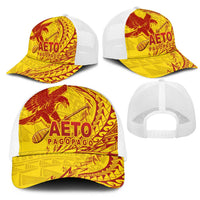 American Samoa Pago Pago Aeto Mesh Trucker Cap Wingstyle Red-Gold Color LT03 - Polynesian Pride
