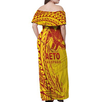 American Samoa Pago Pago Aeto Off Shoulder Maxi Dress Wingstyle Red-Gold Color LT03 - Polynesian Pride
