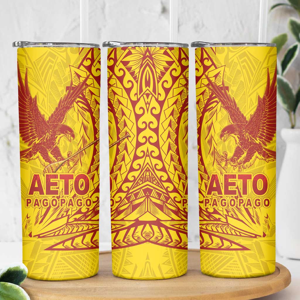 American Samoa Pago Pago Aeto Skinny Tumbler Wingstyle Red-Gold Color LT03 - Polynesian Pride