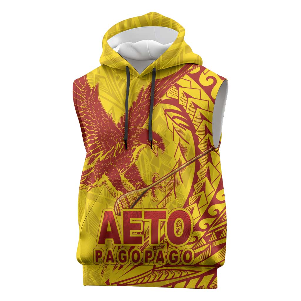 American Samoa Pago Pago Aeto Sleeveless Hoodie Wingstyle Red-Gold Color LT03 Yellow - Polynesian Pride