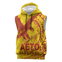American Samoa Pago Pago Aeto Sleeveless Hoodie Wingstyle Red-Gold Color LT03 Yellow - Polynesian Pride