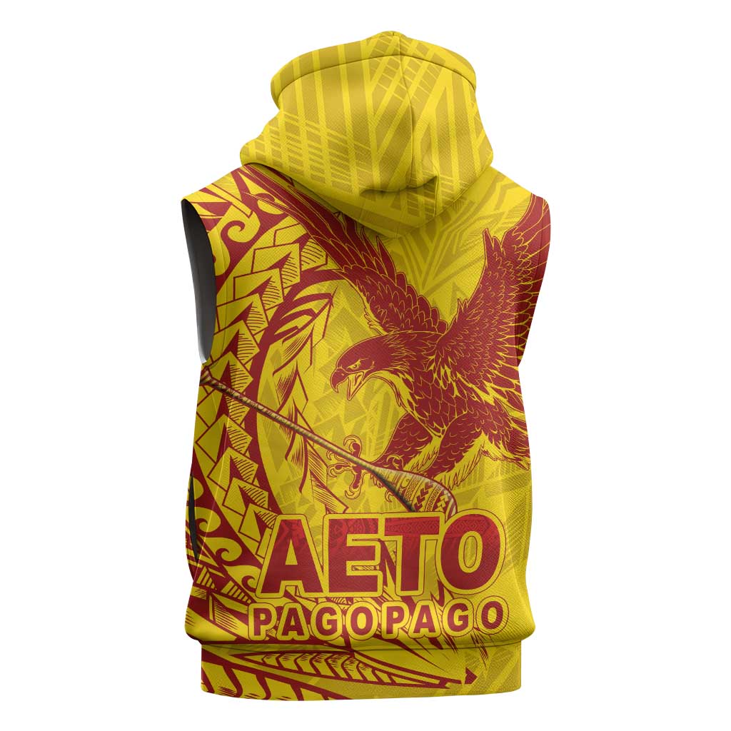 American Samoa Pago Pago Aeto Sleeveless Hoodie Wingstyle Red-Gold Color LT03 - Polynesian Pride
