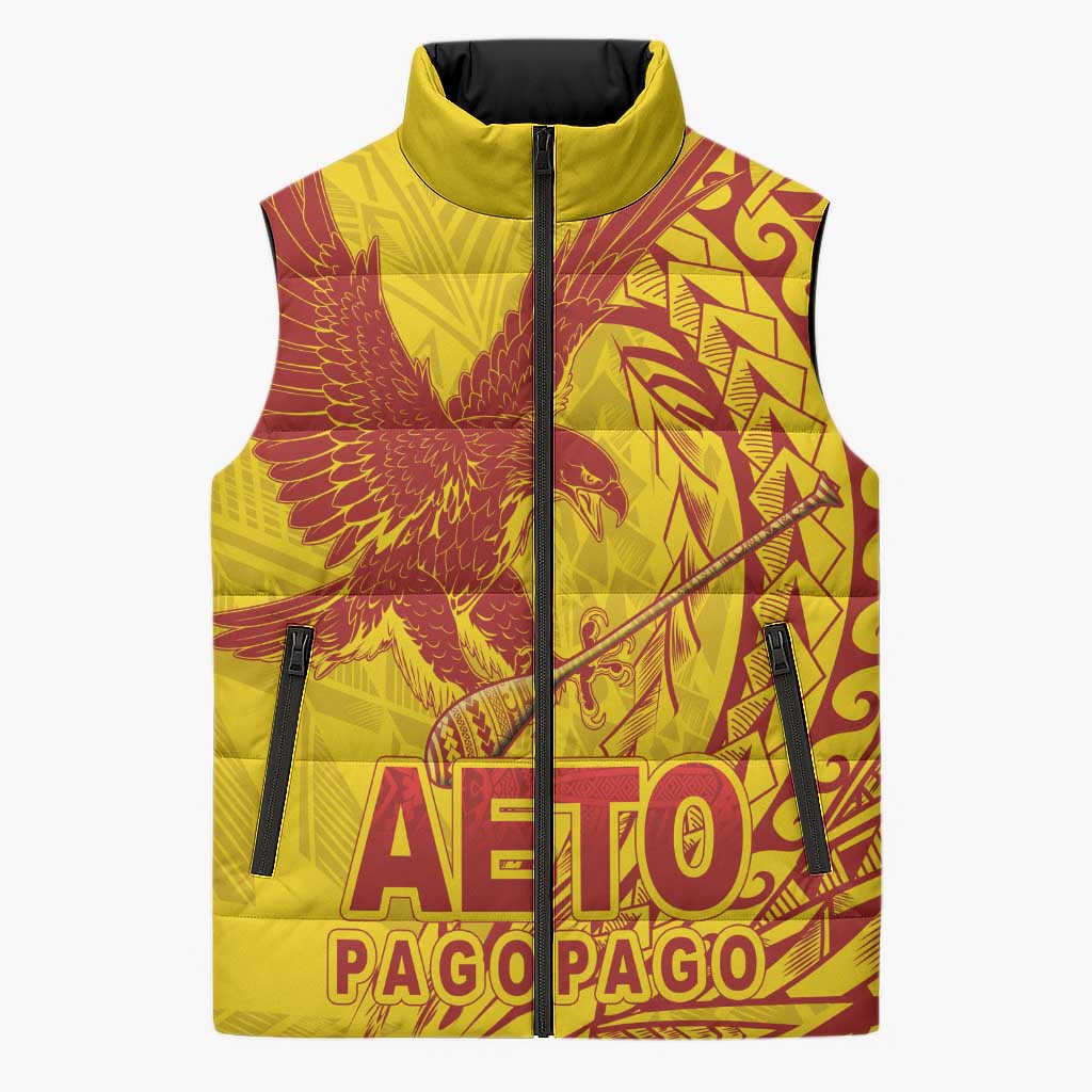 American Samoa Pago Pago Aeto Sleeveless Puffer Jacket Wingstyle Red-Gold Color LT03 Yellow - Polynesian Pride