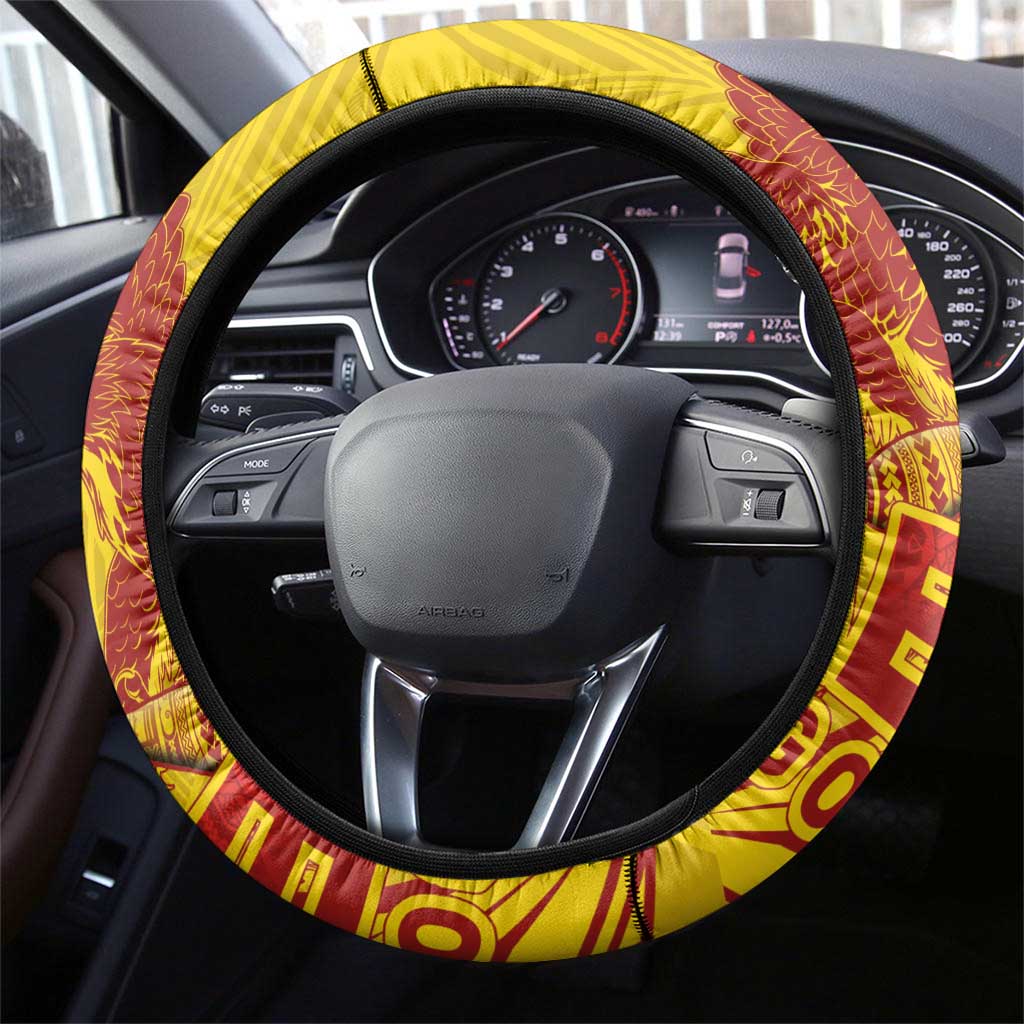 American Samoa Pago Pago Aeto Steering Wheel Cover Wingstyle Red-Gold Color LT03 - Polynesian Pride