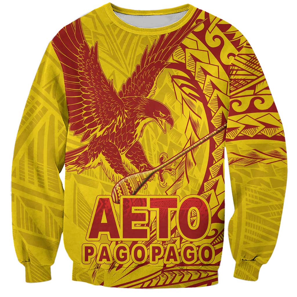 American Samoa Pago Pago Aeto Sweatshirt Wingstyle Red-Gold Color LT03 Unisex Yellow - Polynesian Pride