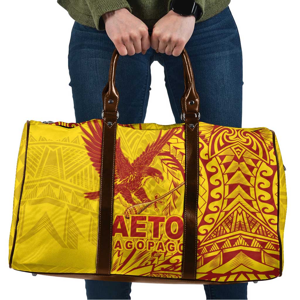 American Samoa Pago Pago Aeto Travel Bag Wingstyle Red-Gold Color LT03 Yellow - Polynesian Pride