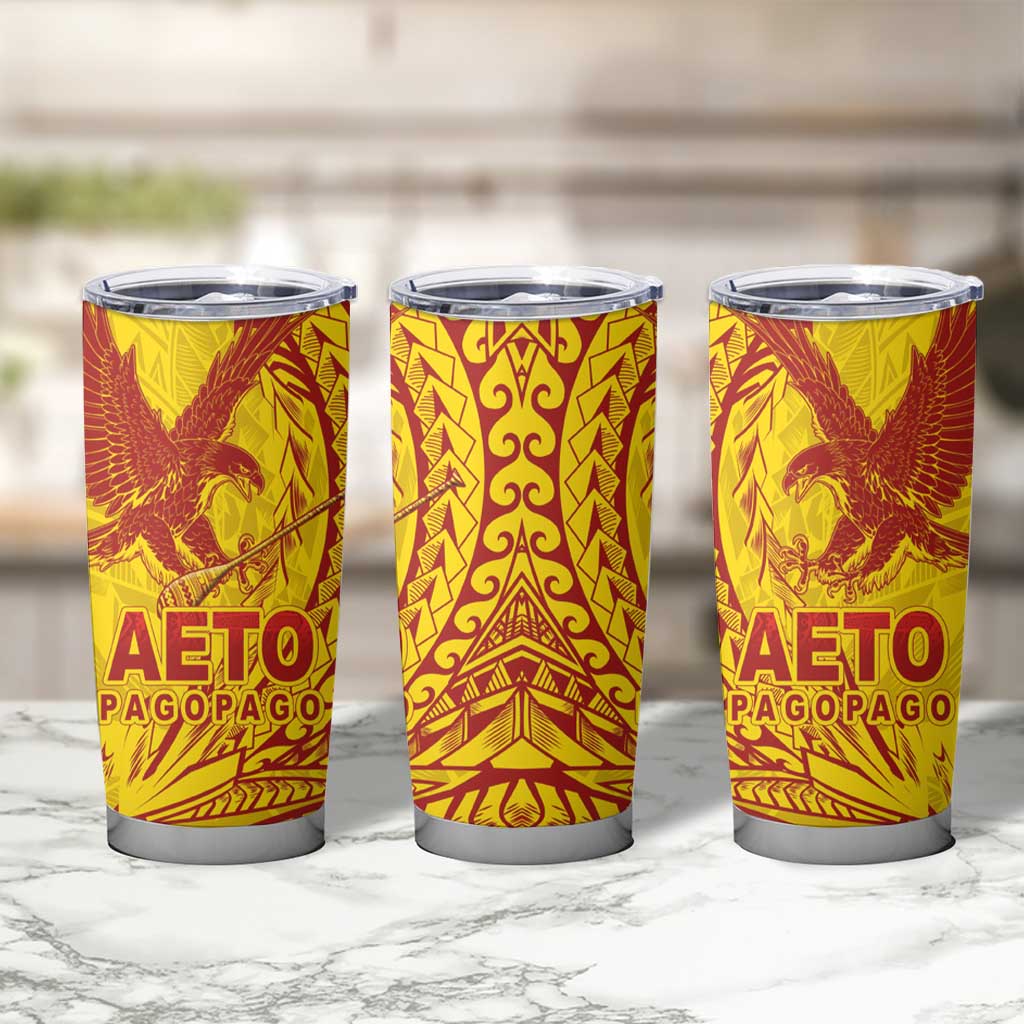 American Samoa Pago Pago Aeto Tumbler Cup Wingstyle Red-Gold Color LT03 - Polynesian Pride