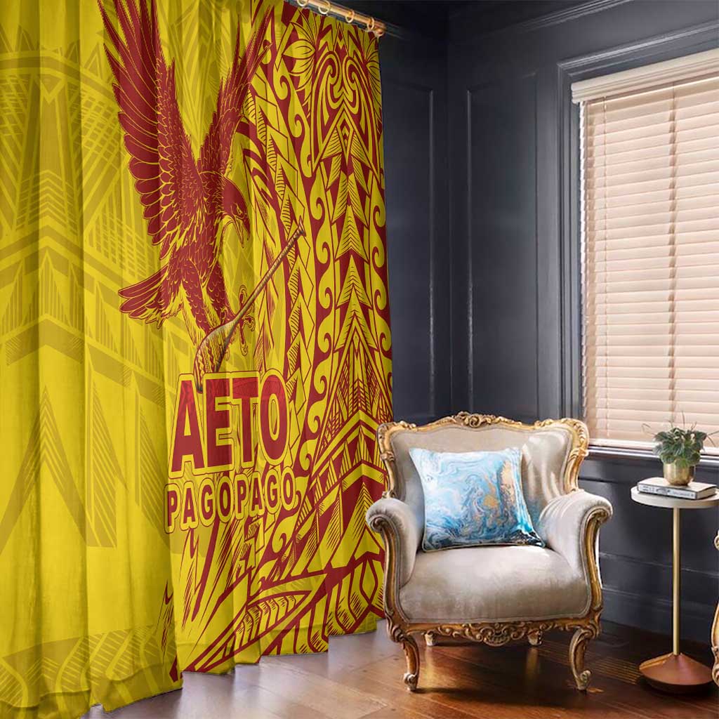 American Samoa Pago Pago Aeto Window Curtain Wingstyle Red-Gold Color LT03 - Polynesian Pride
