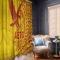 American Samoa Pago Pago Aeto Window Curtain Wingstyle Red-Gold Color LT03 - Polynesian Pride