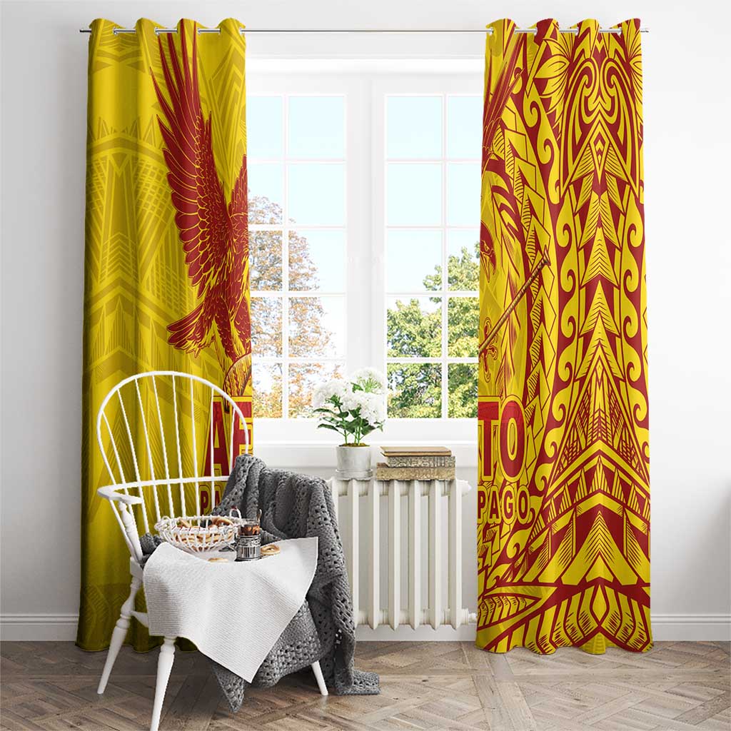 American Samoa Pago Pago Aeto Window Curtain Wingstyle Red-Gold Color LT03 - Polynesian Pride
