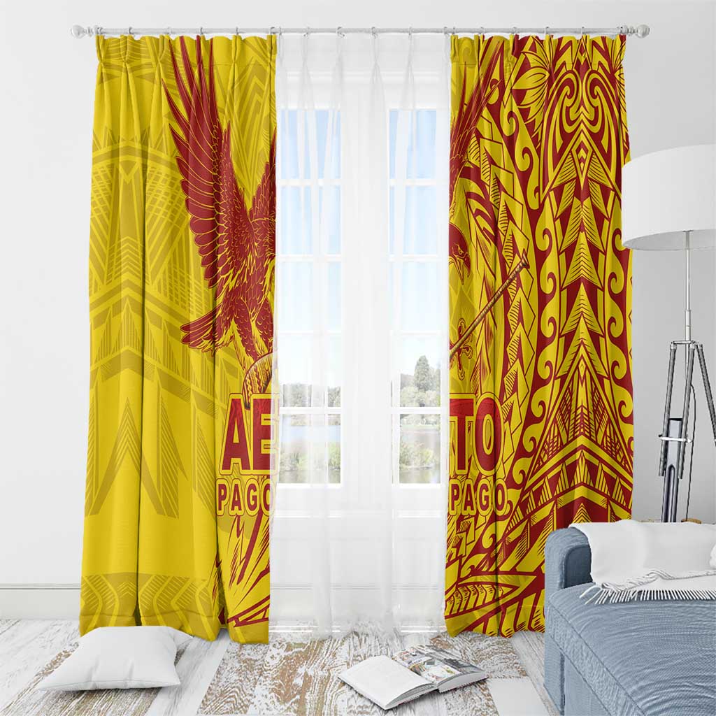 American Samoa Pago Pago Aeto Window Curtain Wingstyle Red-Gold Color LT03 - Polynesian Pride