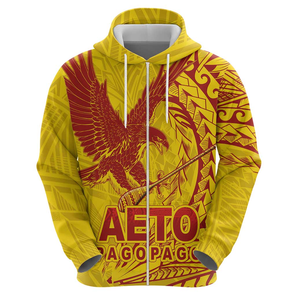 American Samoa Pago Pago Aeto Zip Hoodie Wingstyle Red-Gold Color LT03 - Polynesian Pride
