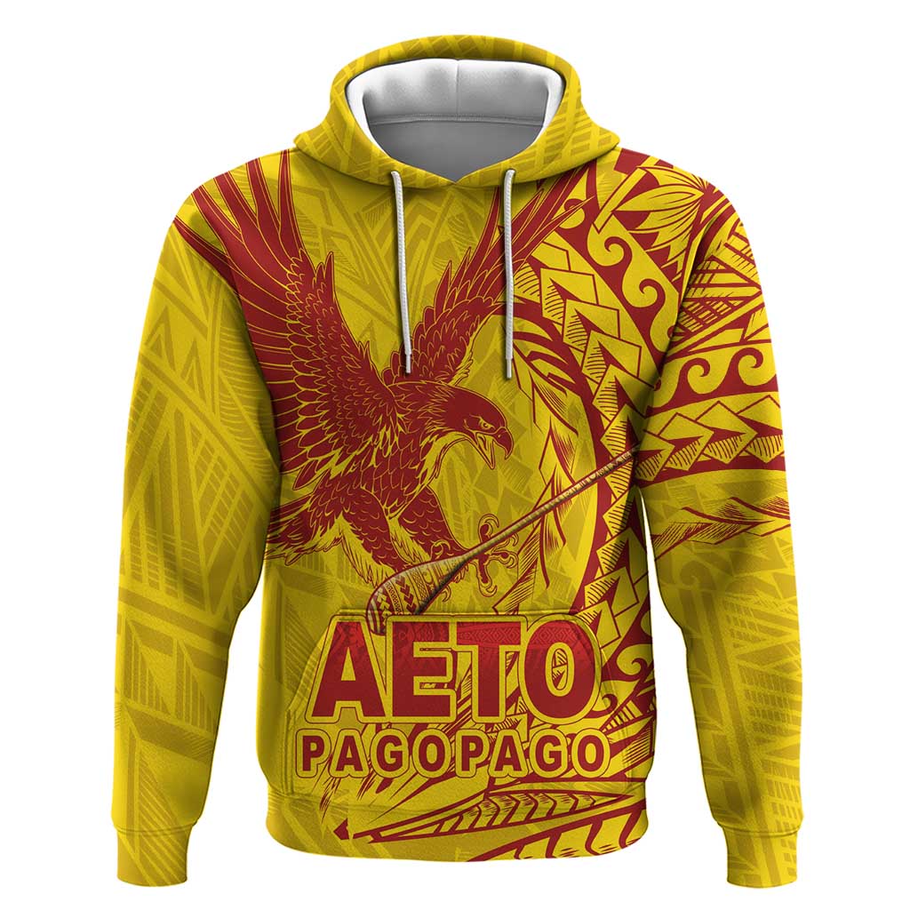 American Samoa Pago Pago Aeto Zip Hoodie Wingstyle Red-Gold Color LT03 Pullover Hoodie Yellow - Polynesian Pride