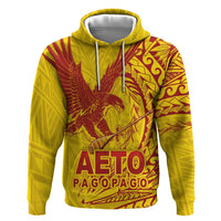 American Samoa Pago Pago Aeto Zip Hoodie Wingstyle Red-Gold Color LT03 Pullover Hoodie Yellow - Polynesian Pride